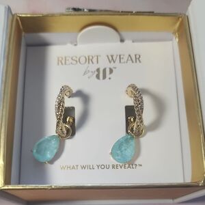 Resort Wear Earrings Aquamarine On Gold